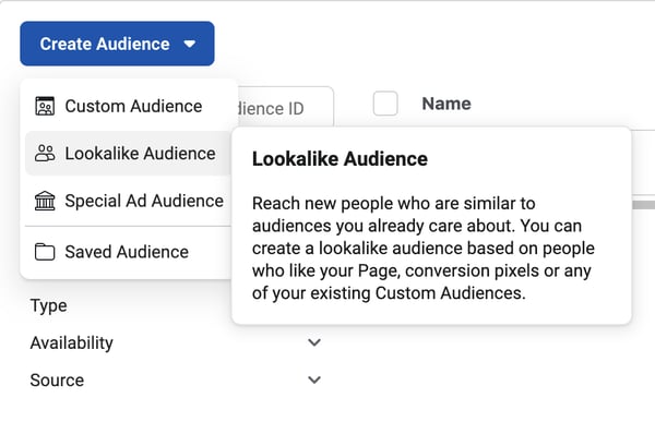 Facebook ads audiences.